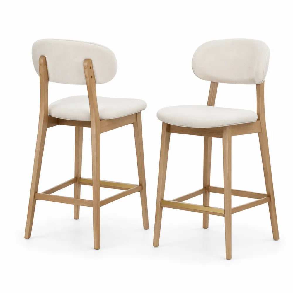 2er-Set Barhocker Eiche Beige