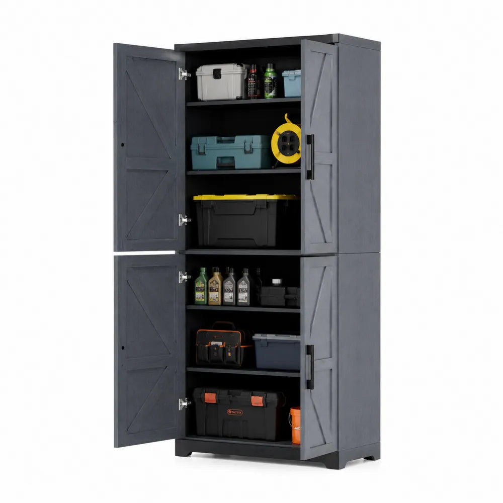 Garagenschrank aus Polypropylen mit 4 Einlegeböden Grau 173 cm