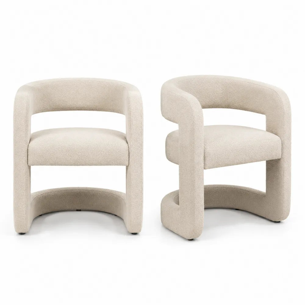 2er Set Esszimmerstühle Bouclé Beige