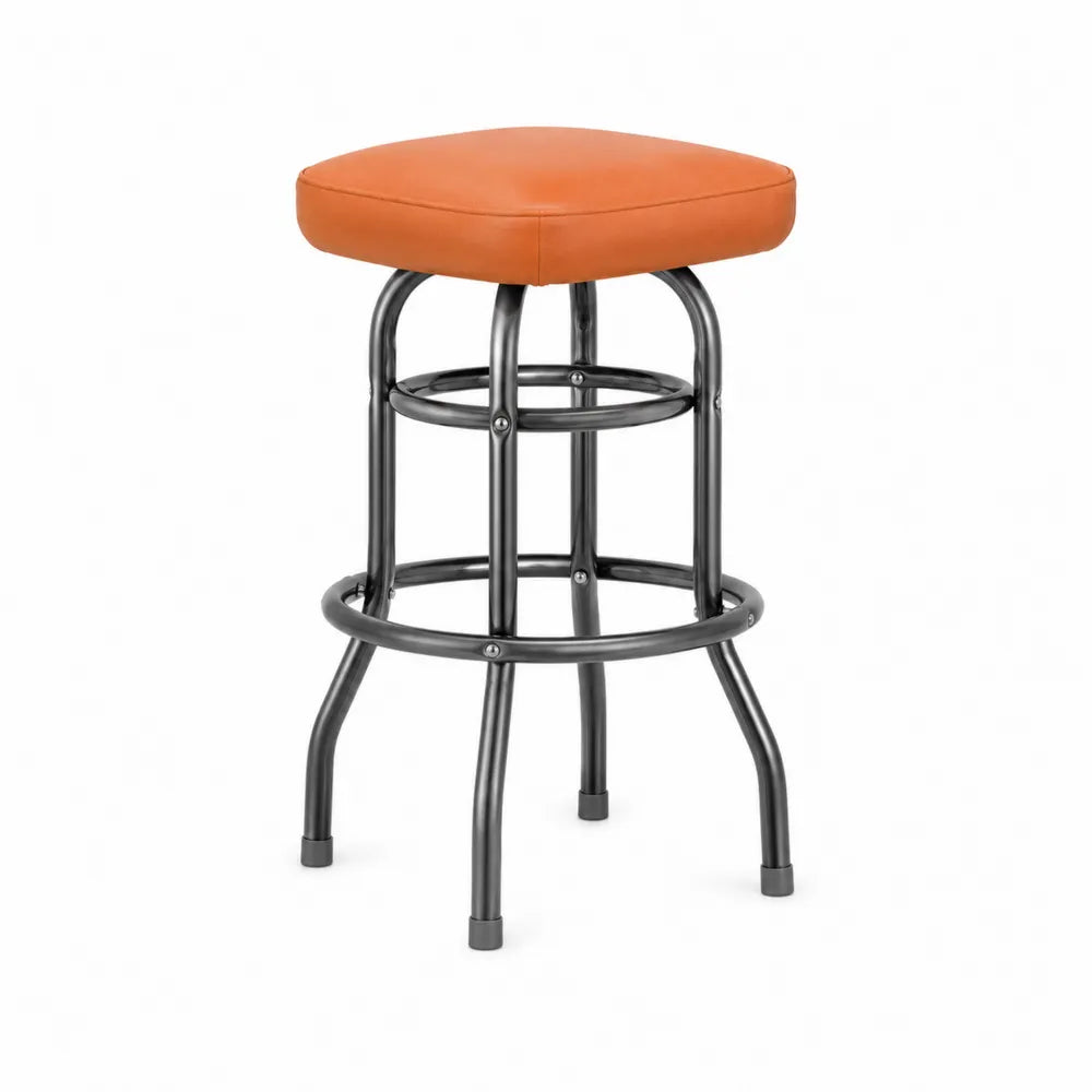 Metall Barhocker mit Stahlrahmen und Kunstledersitz Orange
