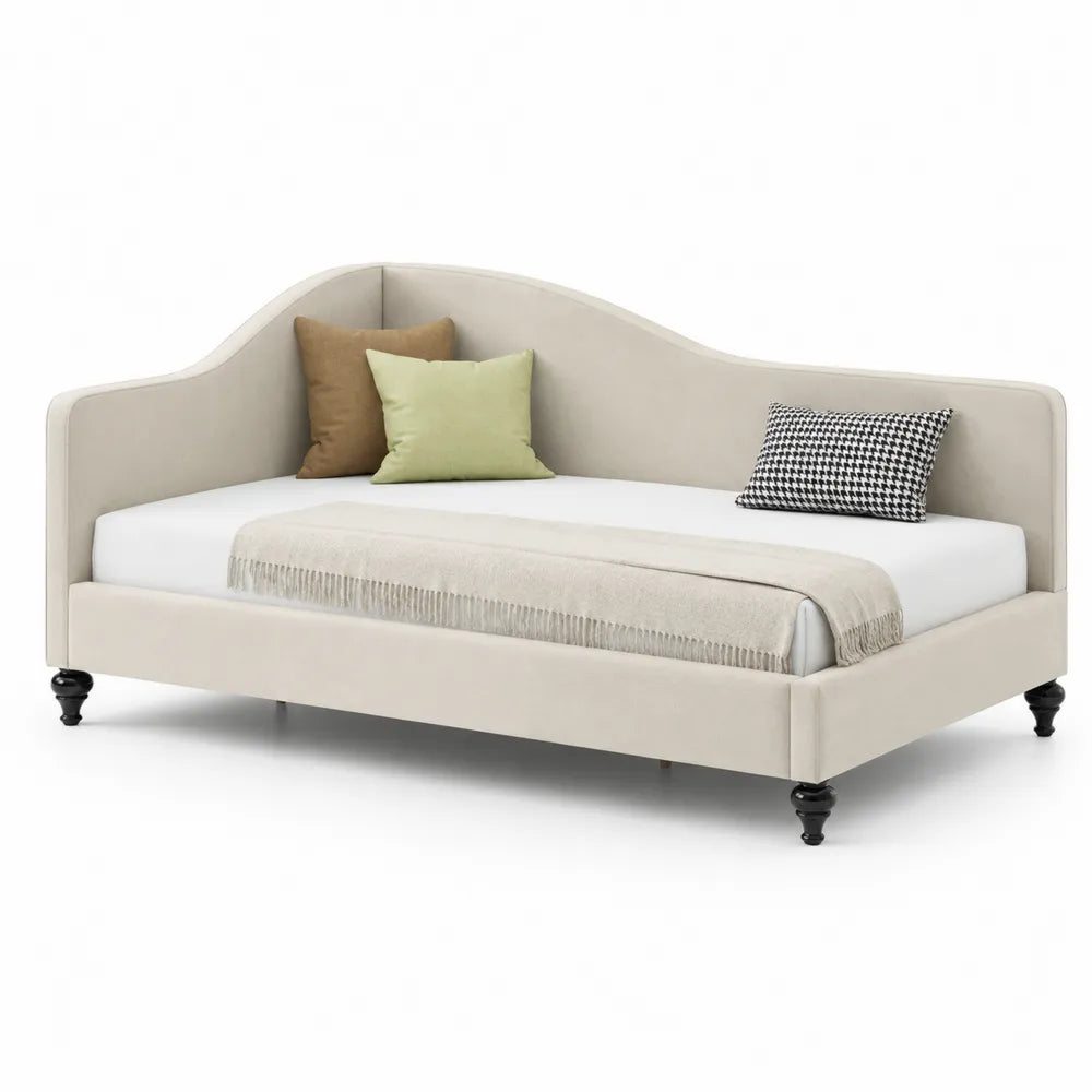 Tagesbett Beige Massivholz Polyesterstoff 200x90 cm