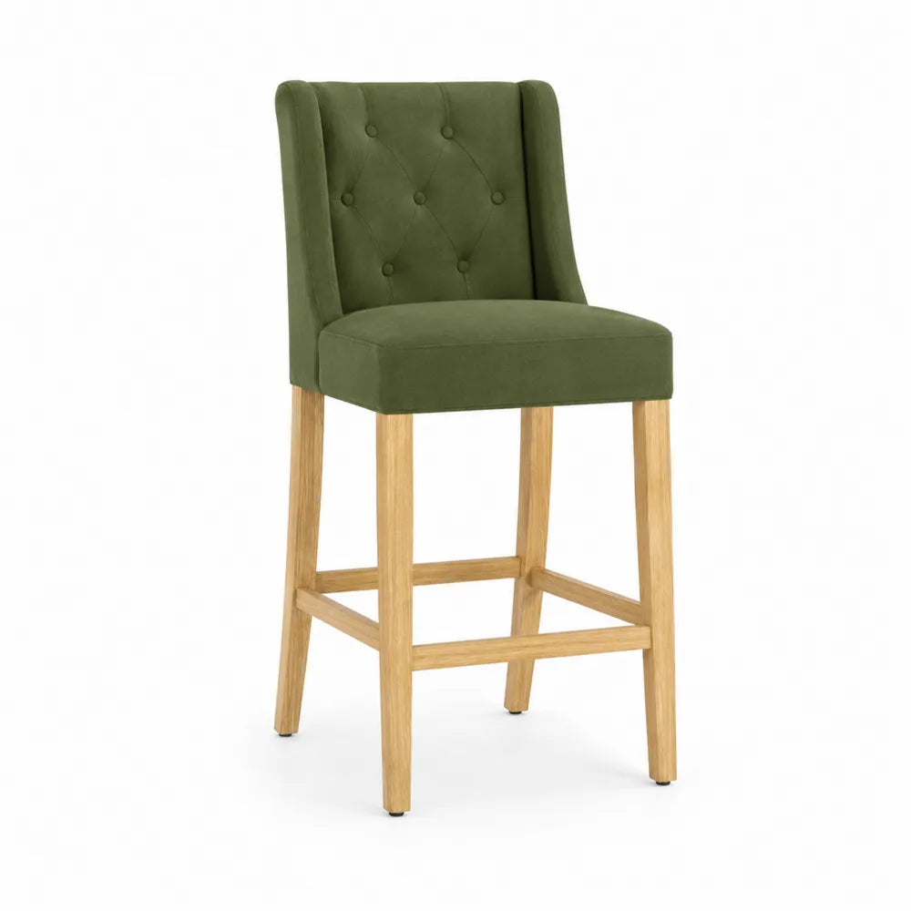 Barhocker Eichenholz Rahmen Polyester Grün