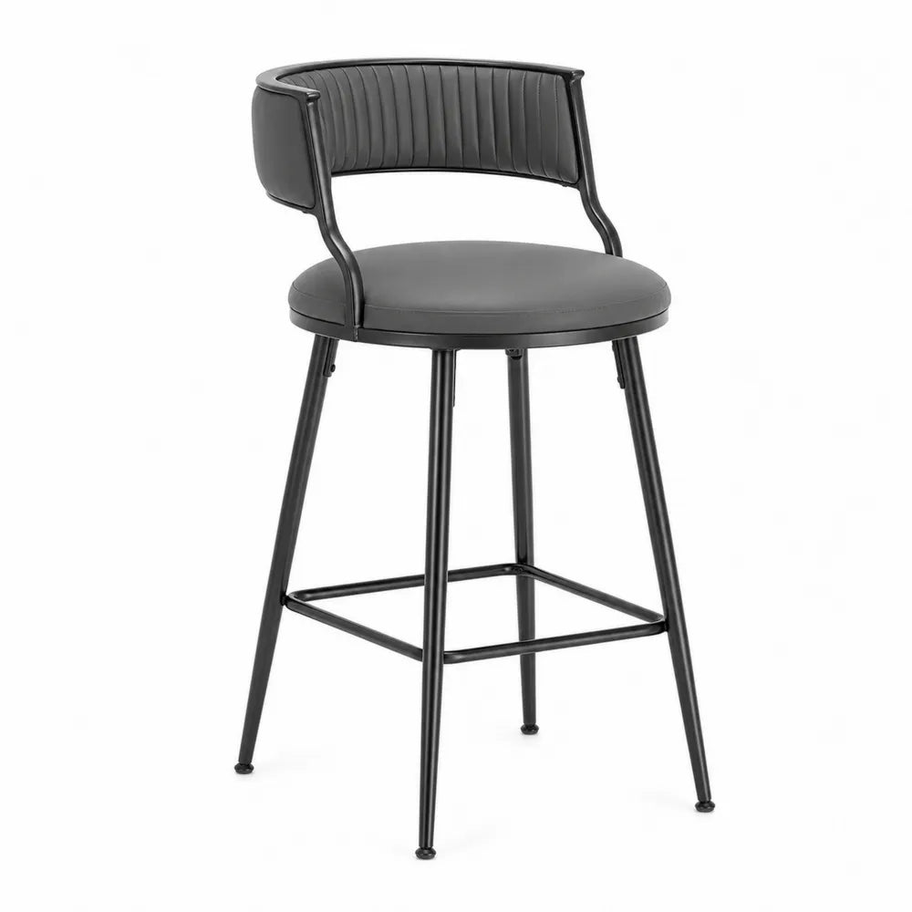 Barhocker Metall Kunstleder Grau