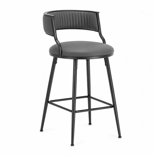 Barhocker Metall Kunstleder Grau