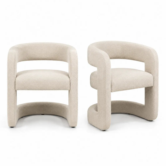 2er Set Esszimmerstühle Bouclé Beige