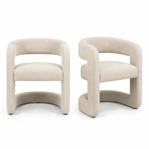 2er Set Esszimmerstühle Bouclé Beige