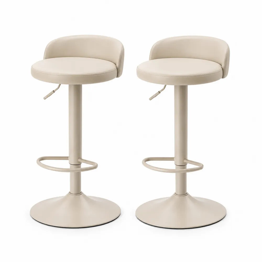 2er Set Barhocker Metall Beige PU Kunstleder