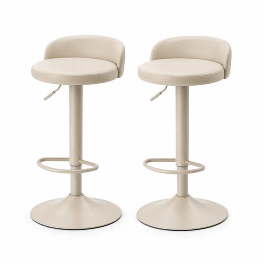 2er Set Barhocker Metall Beige PU Kunstleder